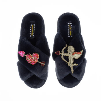 Classic Laines Slippers With Cupid And Love Brooch, 2 of 7