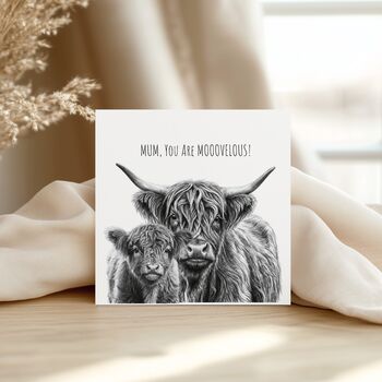 Mum You Are Moo Velous Highland Coo Mother's Day Card, 2 of 5