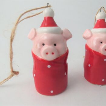 Christmas Pig In Blanket Ceramic Decoration, 2 of 5