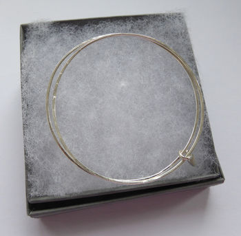 Delicate Silver Double Bangle With A Tiny Heart, 6 of 6