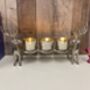 Silver Stag Triple Tealight Holder Metal And Glass Ornament Candle Holder, thumbnail 7 of 8