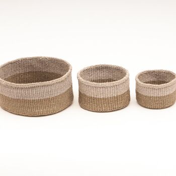 Chali: Charcoal And Sand Duo Colour Block Woven Basket, 7 of 9