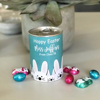 Personalised Easter Peekaboo Gift Tin With Chocolate, 3 of 4