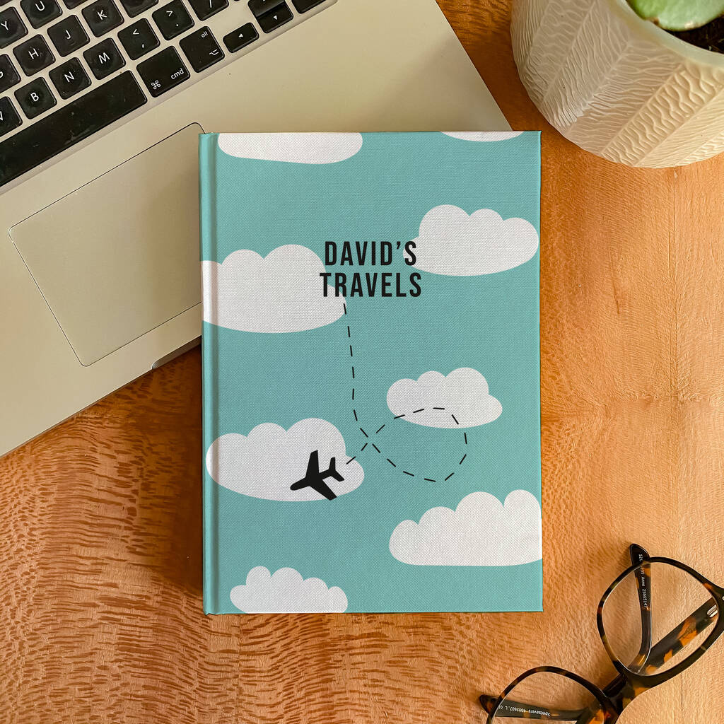 Personalised Travels Airplane Hardback Notebook By Proper Goose