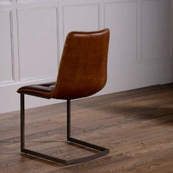 Italian Leather Metal Leg Chair Brown Or Grey, 2 of 9