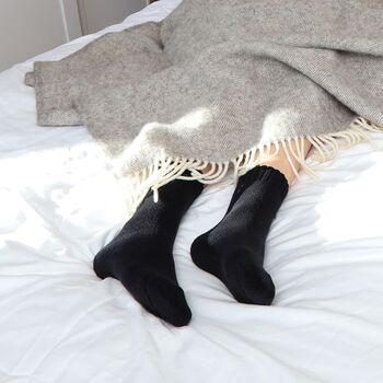 Ribbed Cuff Women's Bed Socks – Black, 5 of 6