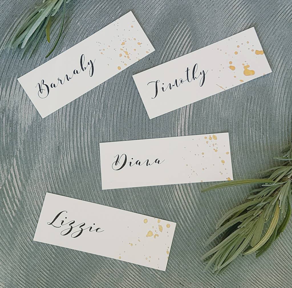 Gold Or Silver Splattered Name Place Cards, 1 of 2