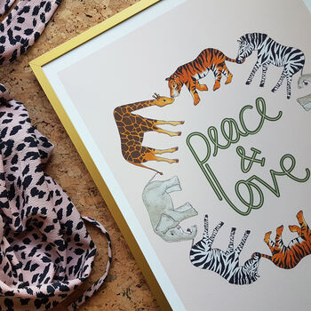 Peace And Love Illustrated Animal Print, 4 of 12