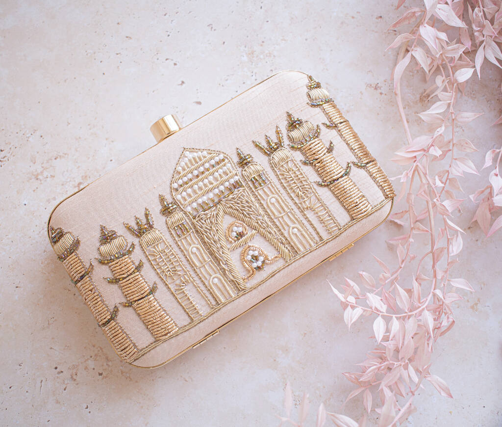 Mahal Nude Pink Embroidered Clutch