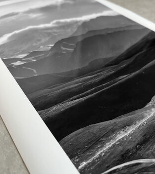 Set Of Three Black And White Mountain Unframed Prints, 5 of 7