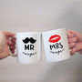 Mug Set For Couples Moustache And Lips Design, thumbnail 2 of 2