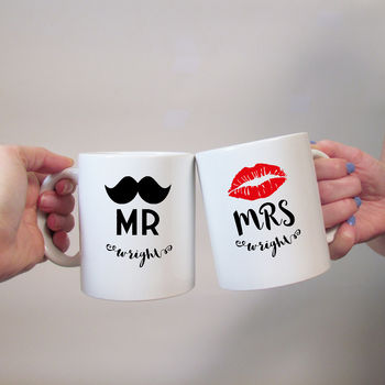 Mug Set For Couples Moustache And Lips Design, 2 of 2