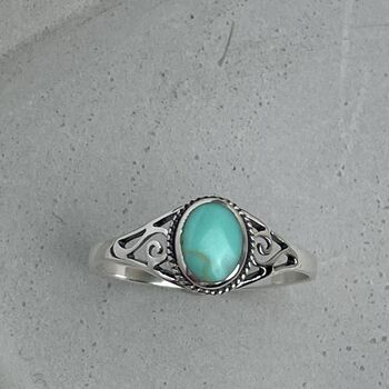 Sterling Silver Turquoise Ring, Boho Jewellery, 5 of 9