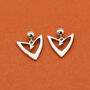 Sterling Silver Dragon Tail Heart Stud Earrings, thumbnail 3 of 3