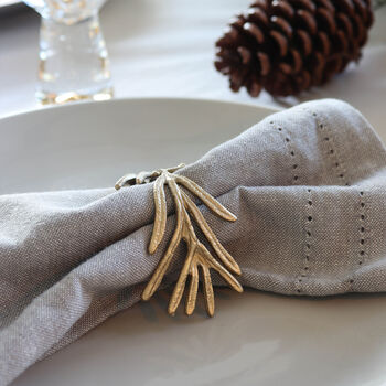 Gold Leaf Metal Napkin Rings, 3 of 4