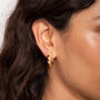 Gold Hoop Earrings With Cut Out Cz In 18k Gold Vermeil, thumbnail 2 of 5