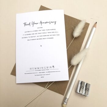 3rd Leather Heart Wedding Anniversary Card, 2 of 7