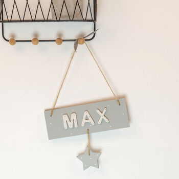Personalised Name Sign Door Plaque With Grey Star, 2 of 4