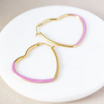 Gold Plated Heart Hoop Earrings, 4 of 7