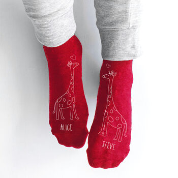 Personalised Valentine's Giraffe Heart Socks, 2 of 3