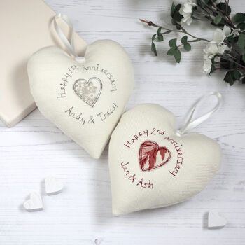 Personalised Cotton 2nd Wedding Anniversary Heart Gift, 9 of 10