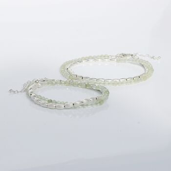 Prehnite Beaded Necklace Or Double Strand Bracelet In Sterling Silver, 5 of 10