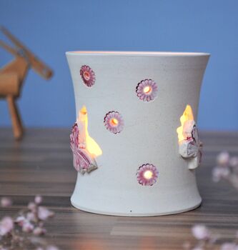 Personalised White Ceramic Tea Light With Butterflies, 3 of 8