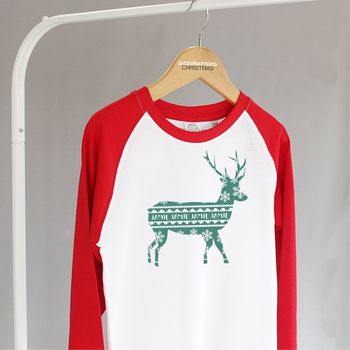 Christmas Reindeer Baseball T Shirt, 10 of 10