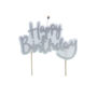 Silver Glitter Happy Birthday Cake Candle, thumbnail 2 of 3