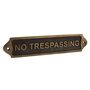 No Trespassing Brass Door Sign Plaque, thumbnail 1 of 12