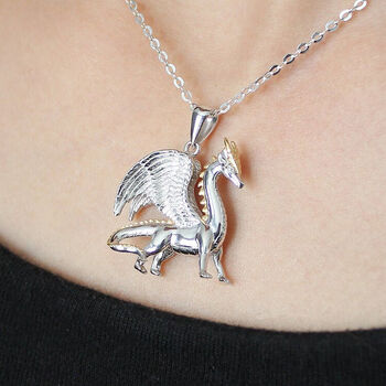 Mens Personalised Sterling Silver Dragon Necklace, 2 of 10