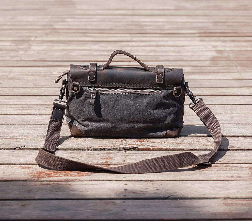 diesel shoulder bag in waxed canvas