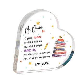 Personalised Heart Acrylic Plaque Gift For Teacher, 3 of 4