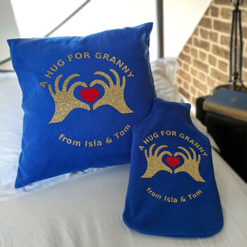 Hug For Granny Personalised Hot Water Bottle Cover Gift, 3 of 4