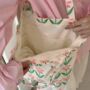 Pink Flower Thin Canvas Shoulder Shopping Travel Bag, thumbnail 2 of 3
