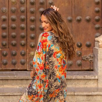 'Maeve' Colourful Floral Kaftan, 3 of 7