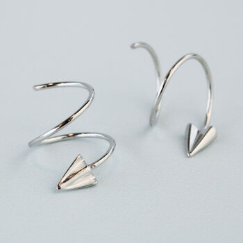 Sterling Silver Arrowhead Spiral Hoop Earrings, 3 of 5