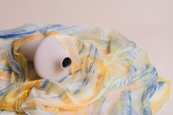 100% Mulberry Silk Scarf, Pastel Yellow, 2 of 6