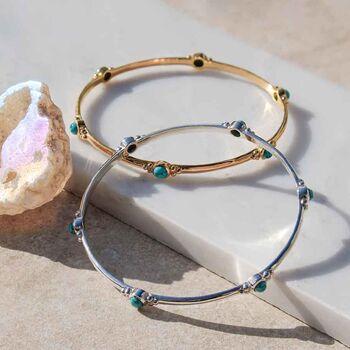 Holi Jewel Turquoise Bangle In Silver Or Gold Plated, 3 of 12