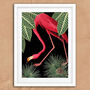 Flamingo Floral Vintage Style Art Print, thumbnail 3 of 5