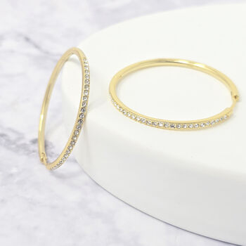 40mm Large Gold Plated Hoop Earrings With Crystals, 5 of 6