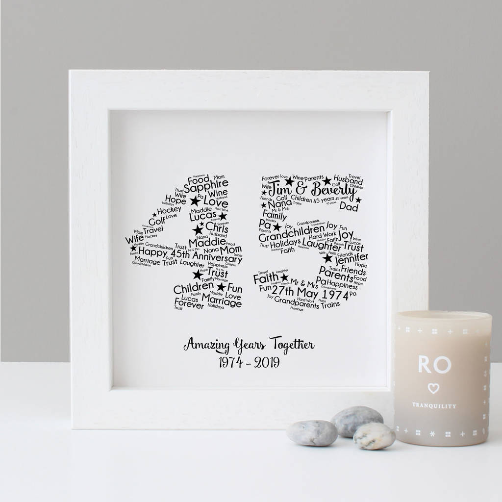 Personalised 45th Wedding Anniversary Gift By Hope And