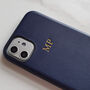 Navy Pu Leather Embossed Phone Case, thumbnail 3 of 10