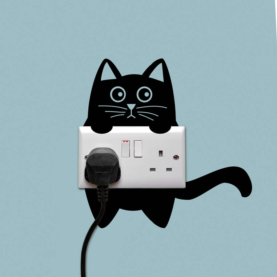 Cat Power Socket Wall Sticker, 1 of 3