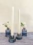 Blue Ribbed Glass Candlestick Holder, thumbnail 2 of 12