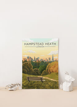 Hampstead Heath London Skyline Travel Poster Art Print, 2 of 8