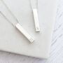 Sterling Silver Engraved Cubed Bar Necklace, Initial, thumbnail 1 of 5