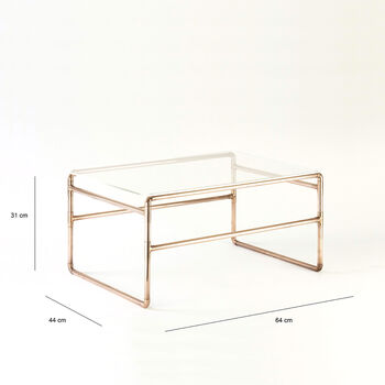 Handmade Coffee Table In Copper With Clear Acrylic Top, 3 of 4