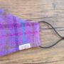 Purple Check Tartan Harris Tweed® Face Mask, thumbnail 5 of 7