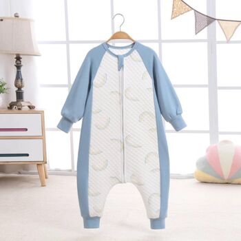 Blue Rainbow Quilted Zip Up Sleeping Suit, 2 of 3